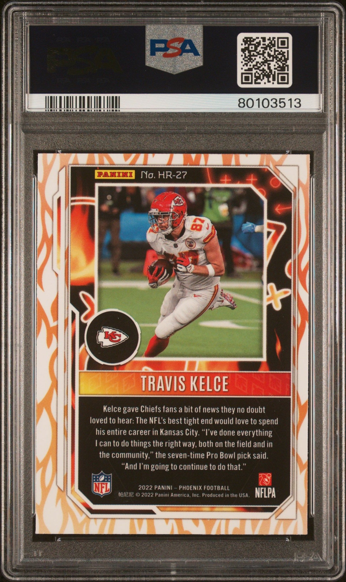 2022 Panini Phoenix Hot Routes Travis Kelce Hot Routes PSA 10