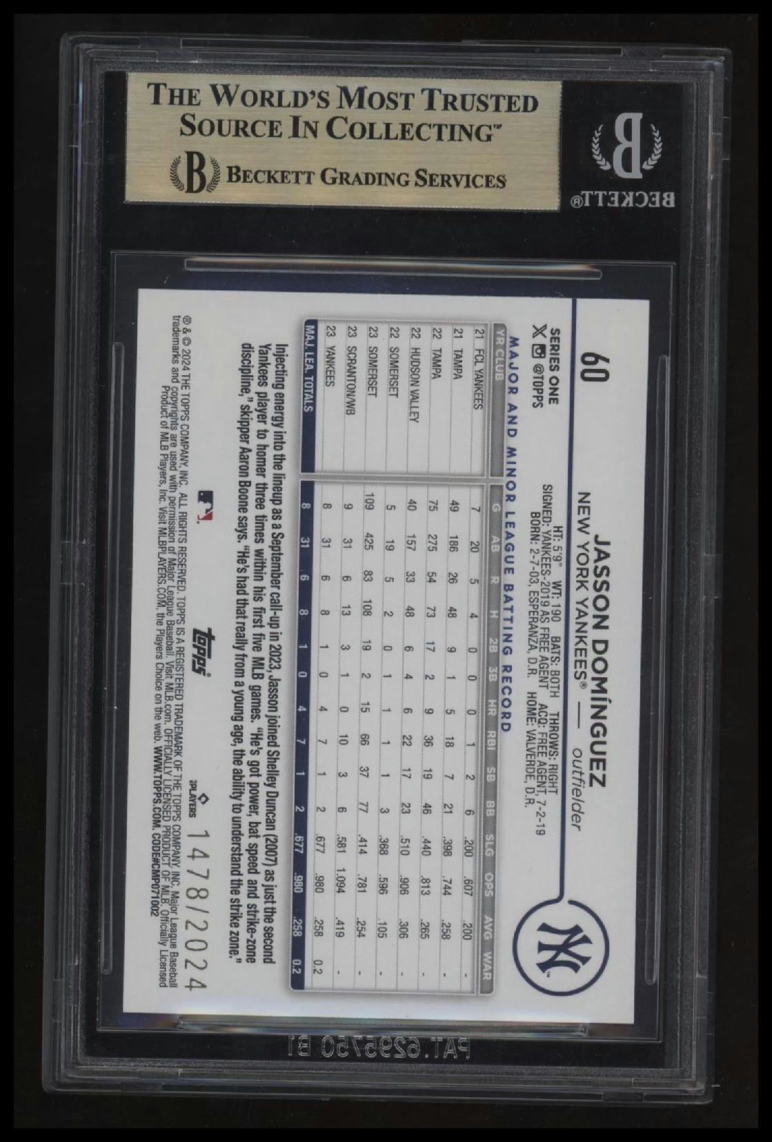 2024 Topps Gold Jasson Dominguez BGS 9.5