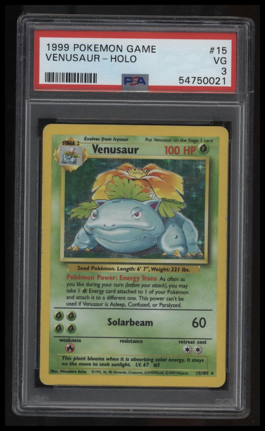 1999 Pokemon Game Venusaur-Holo PSA 3