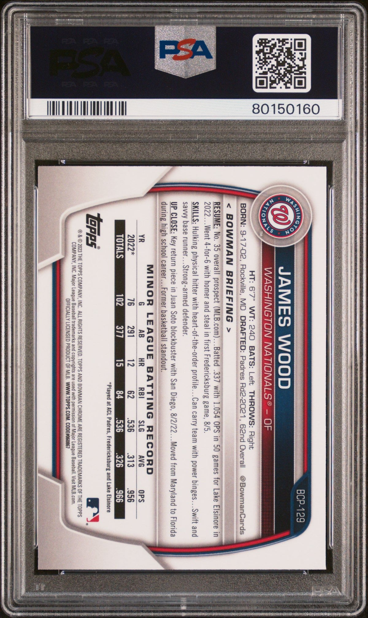 2023 Bowman Mega Box Chrome James Wood Chrome PSA 10