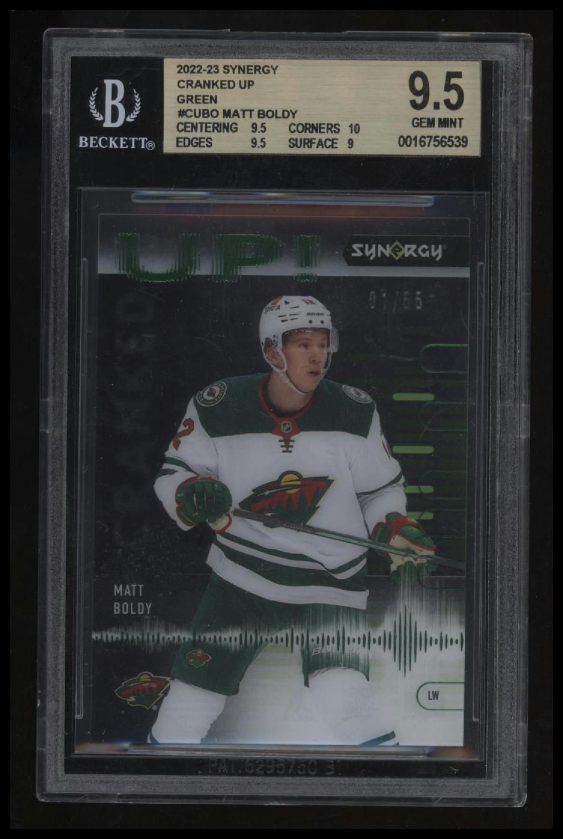 2022-23 Synergy Cranked Up Green Matt Boldy BGS 9.5