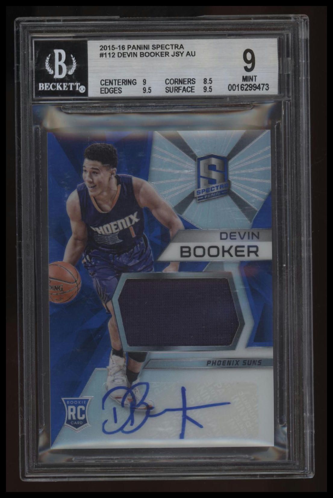 2015-16 Panini Spectra Devin Booker JSY AU RC BGS 9.0