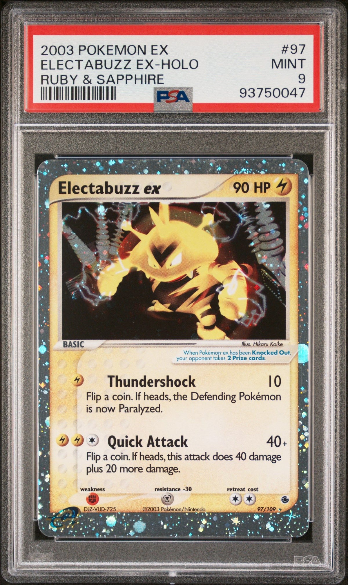 2003 Pokemon Ex Ruby &amp; Sapphire Electabuzz Ex-Holo Ruby &amp; Sapphire PSA 9