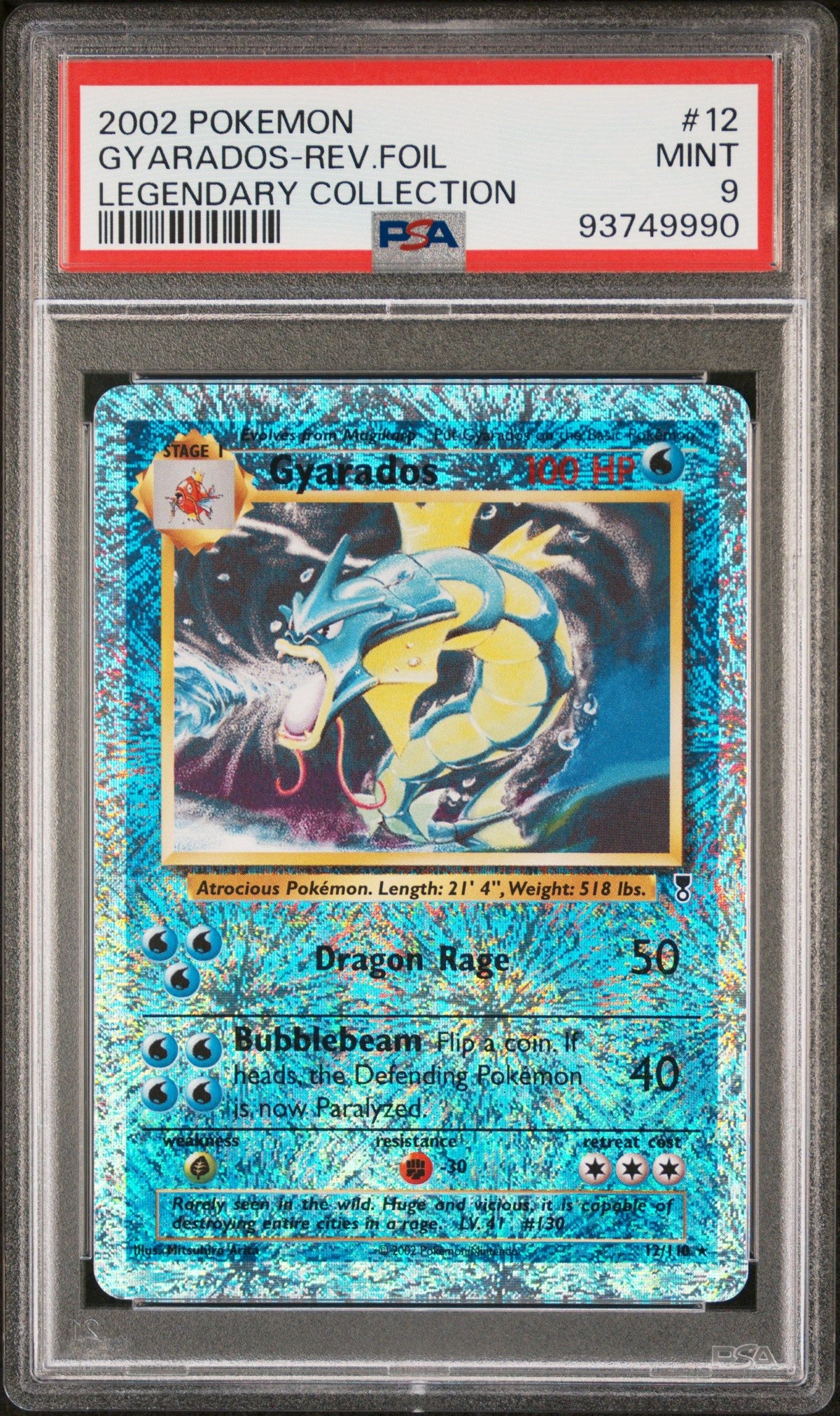 2002 Pokemon Legendary Collection Gyarados-Rev.Foil Legendary Collection PSA 9