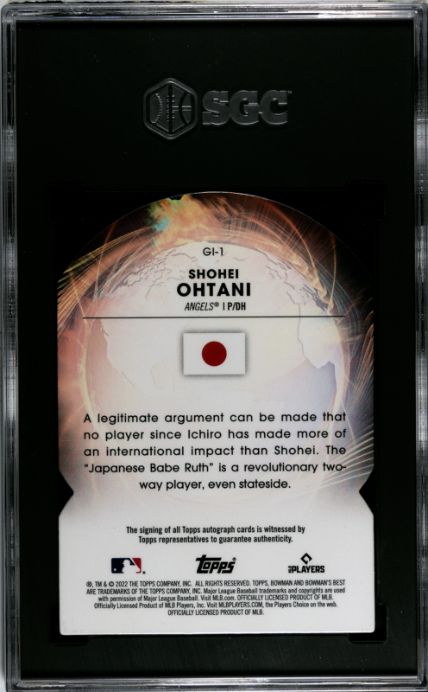 2022 Bowman&#39;s Best Shohei Ohtani Global Impact, Auto. SGC 9.5