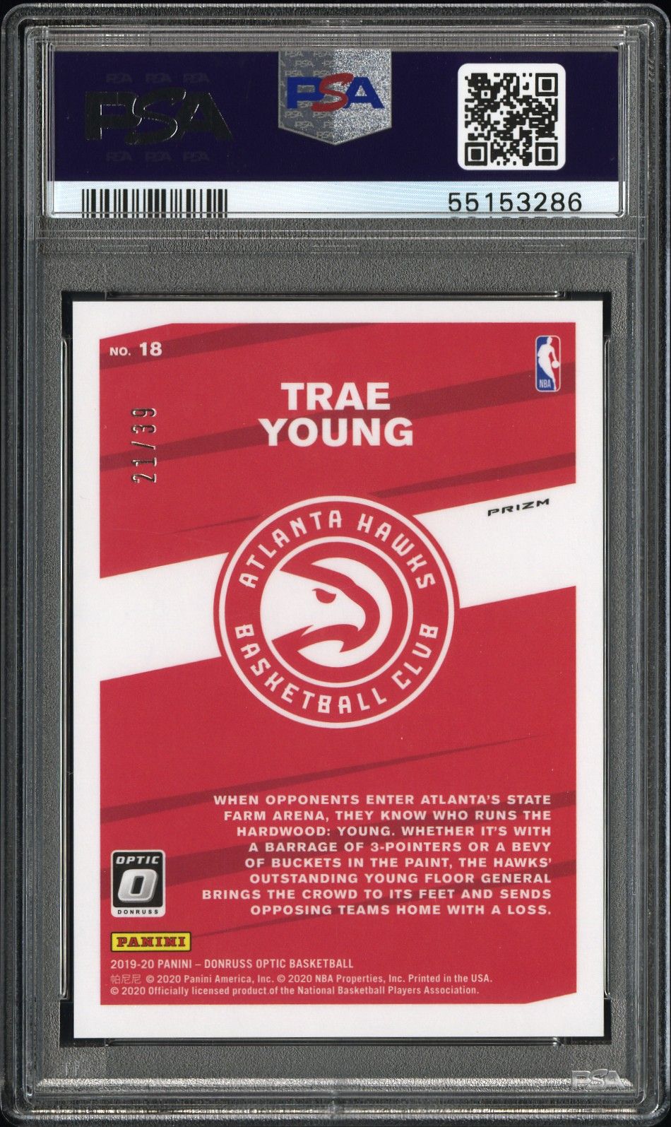 2019 Panini Donruss Optic My House! #18 Trae Young My House!-Orange PSA 10