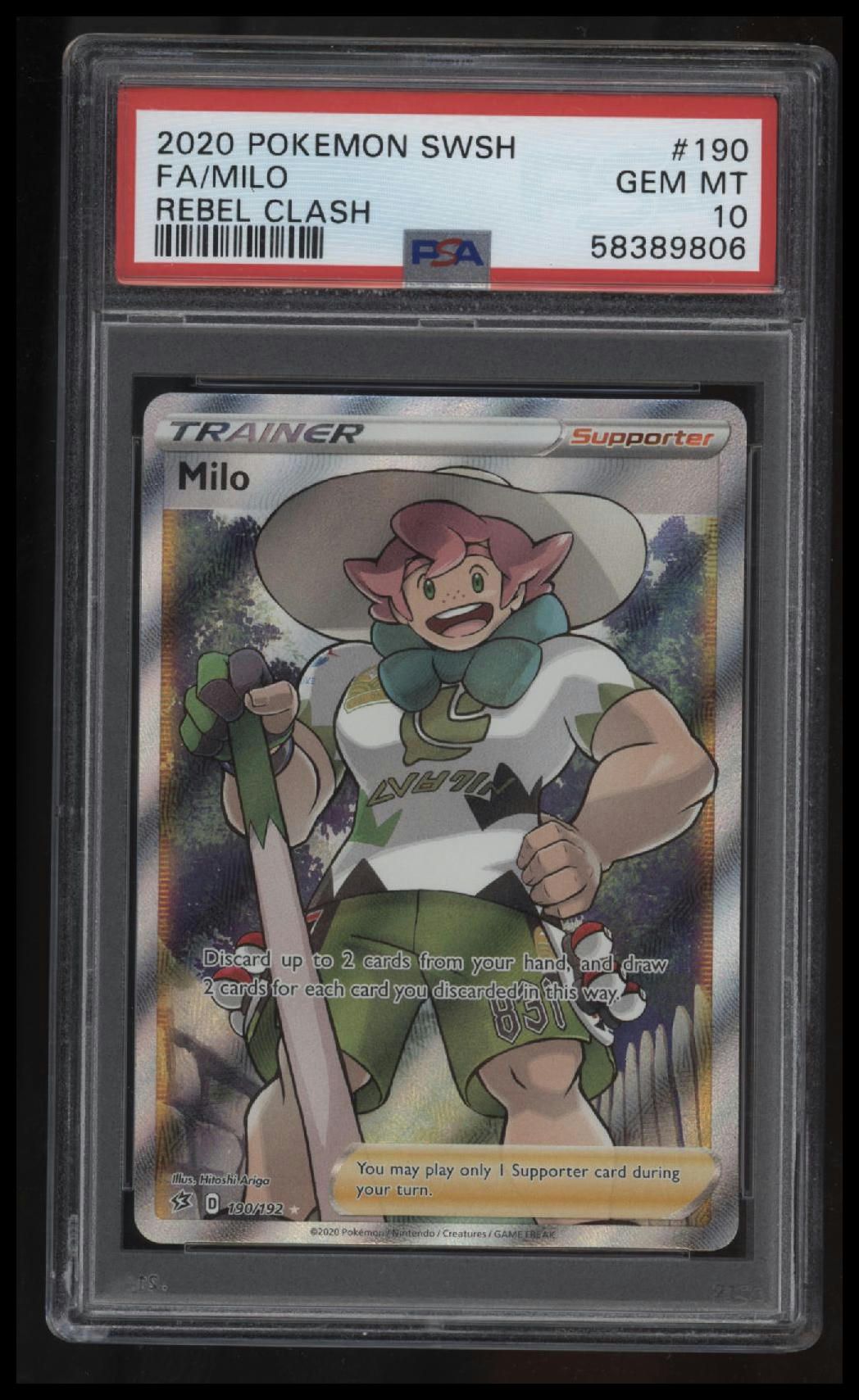 2020 Pokemon Sword &amp; Shield Rebel Clash Fa/Milo Rebel Clash PSA 10