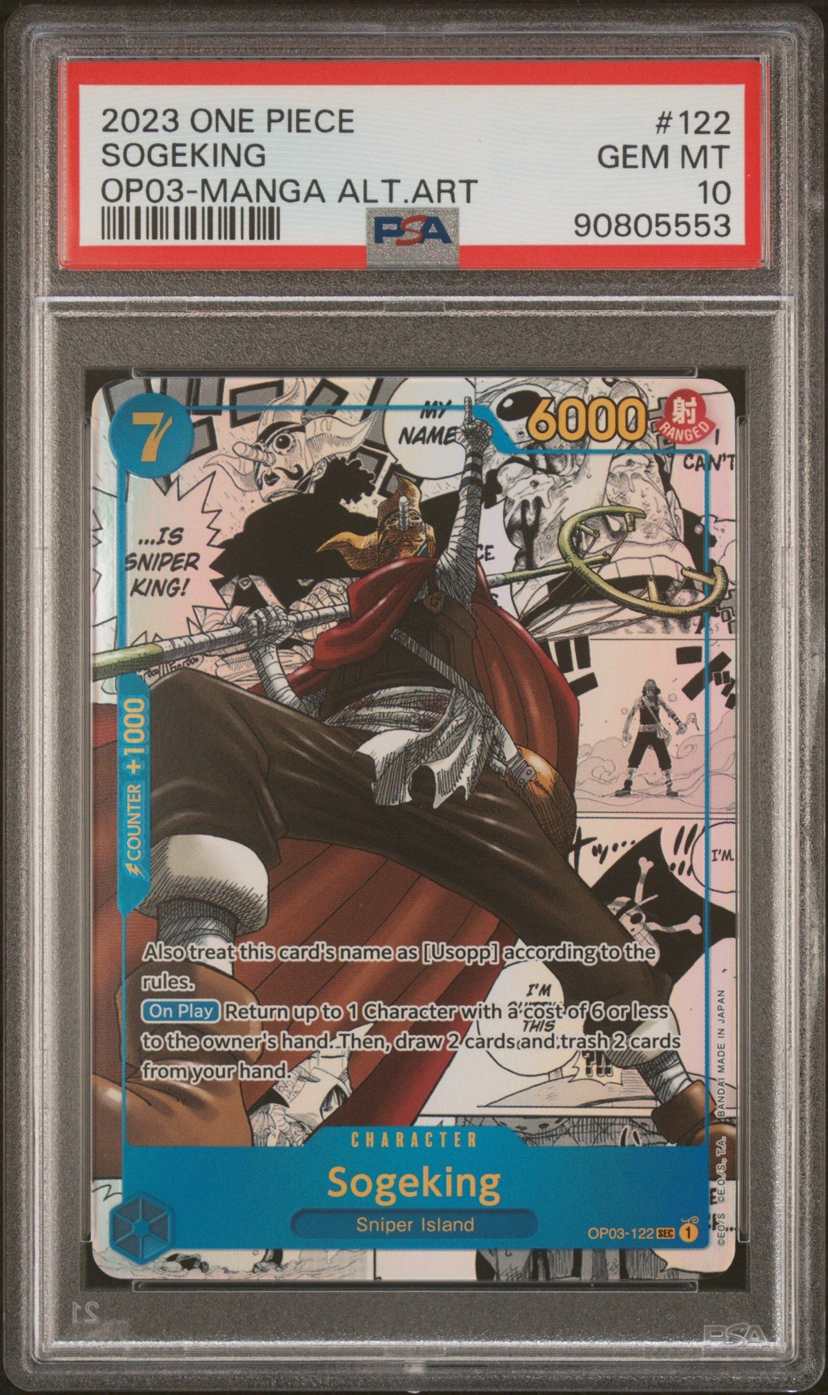 2023 One Piece Pillars Of Strength Sogeking Op03-Manga Alt.Art PSA 10