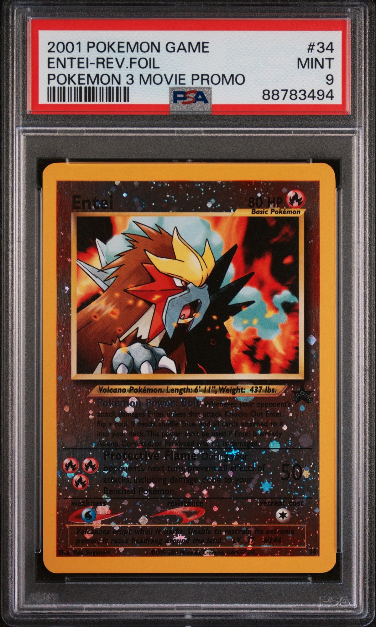 2001 Pokemon Game Movie Entei-Rev.Foil Pokemon 3 Movie Promo PSA 9 88783494