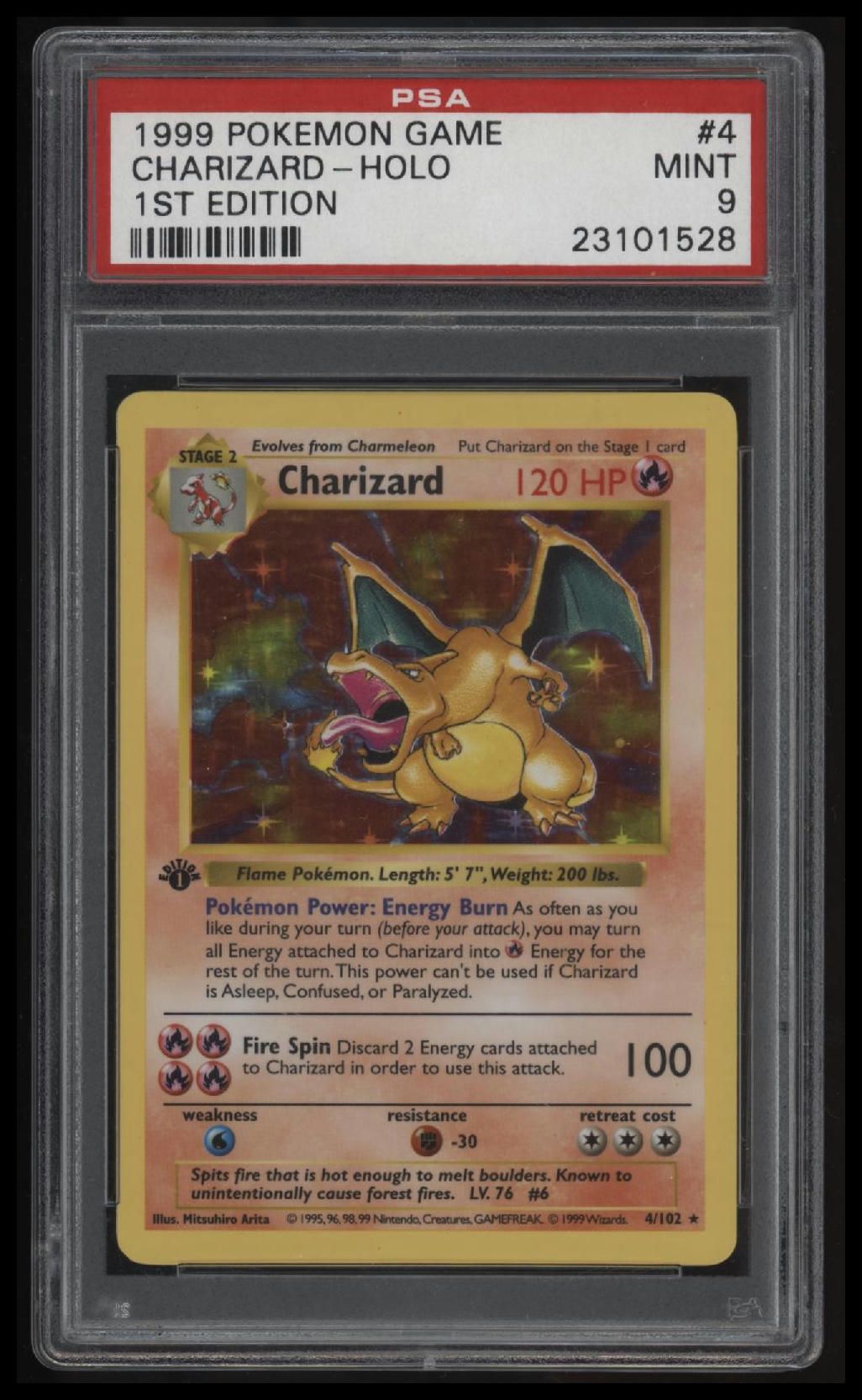 1999 Pokemon Game Charizard-Holo 1st Edition PSA 9