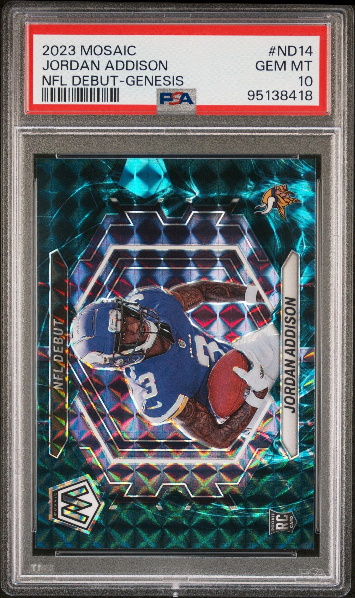 2023 Panini Mosaic Nfl Debut Jordan Addison Nfl Debut-Genesis PSA 10