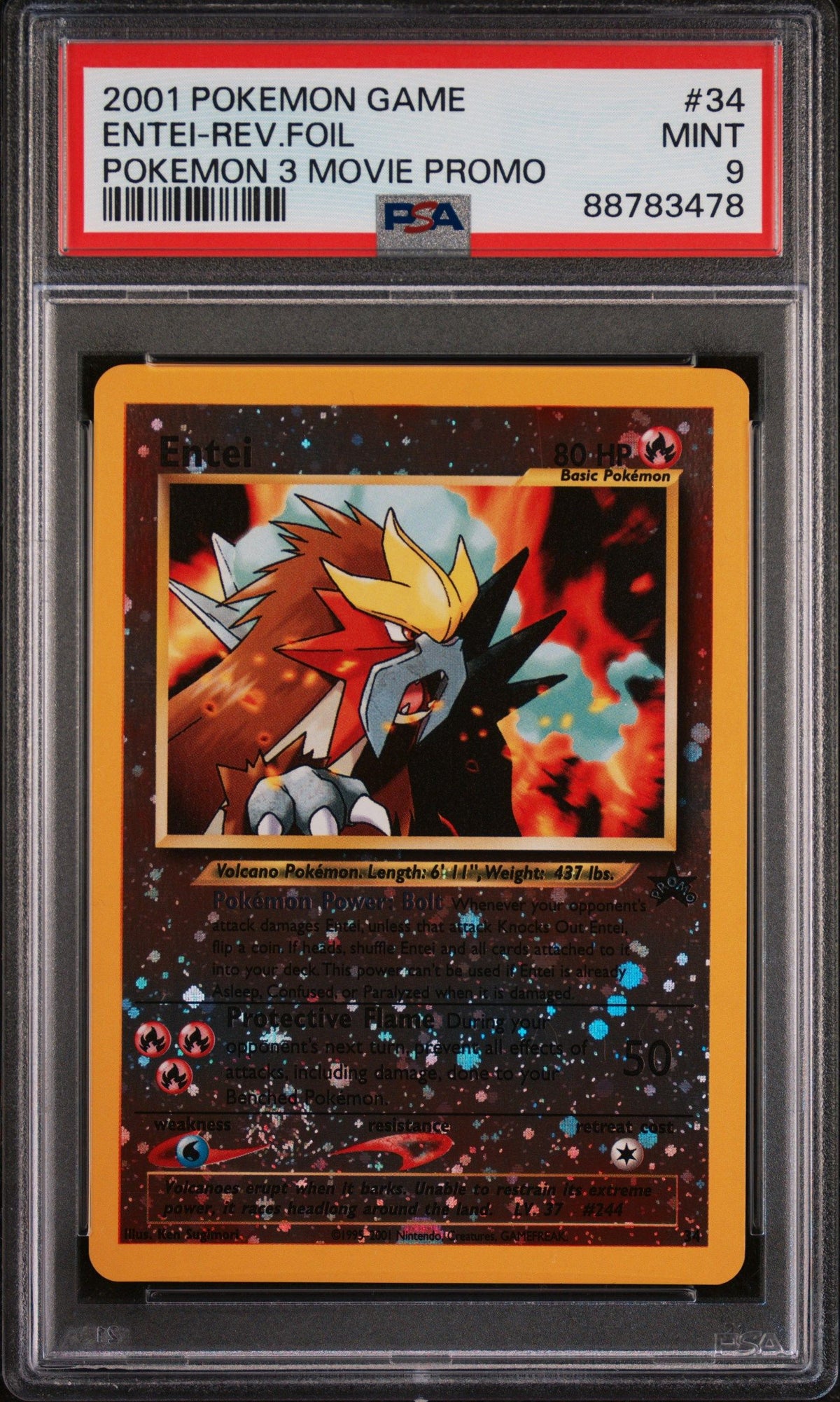 2001 Pokemon Game Movie Entei-Rev.Foil Pokemon 3 Movie Promo PSA 9 88783478