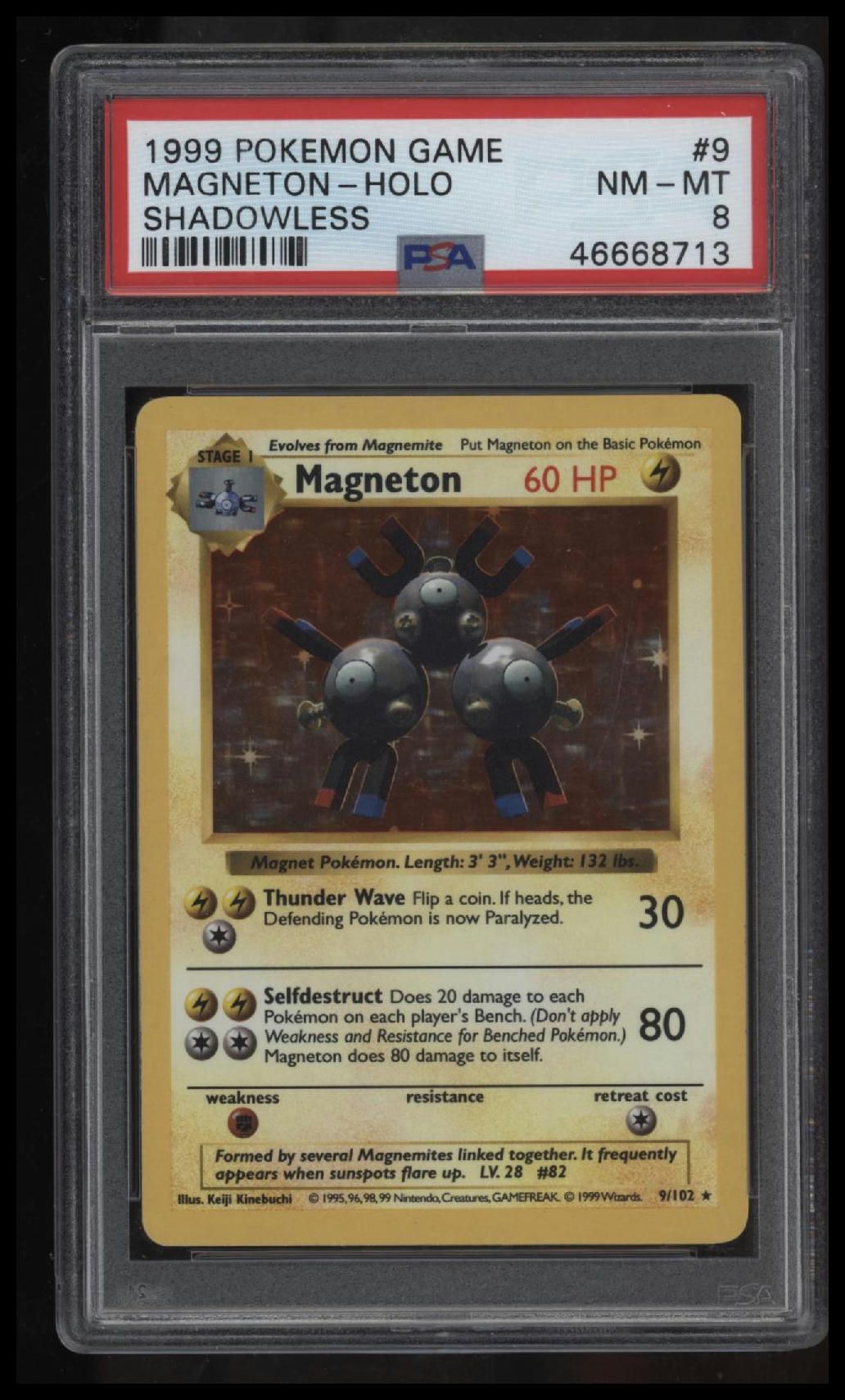 1999 Pokemon Game Magneton-Holo Shadowless PSA 8