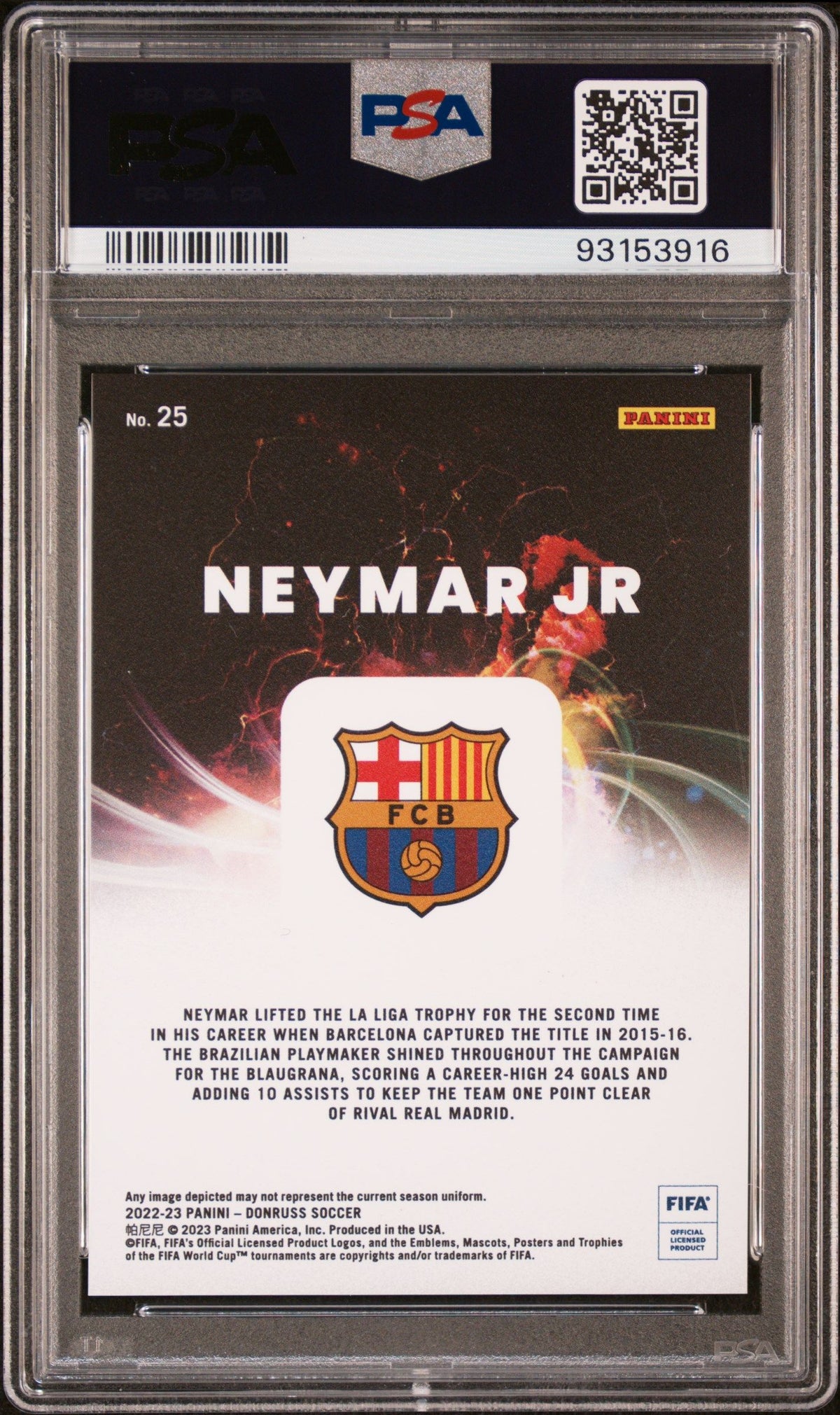 2022 Panini Donruss Fifa Night Moves #25 Neymar Jr Night Moves PSA 10