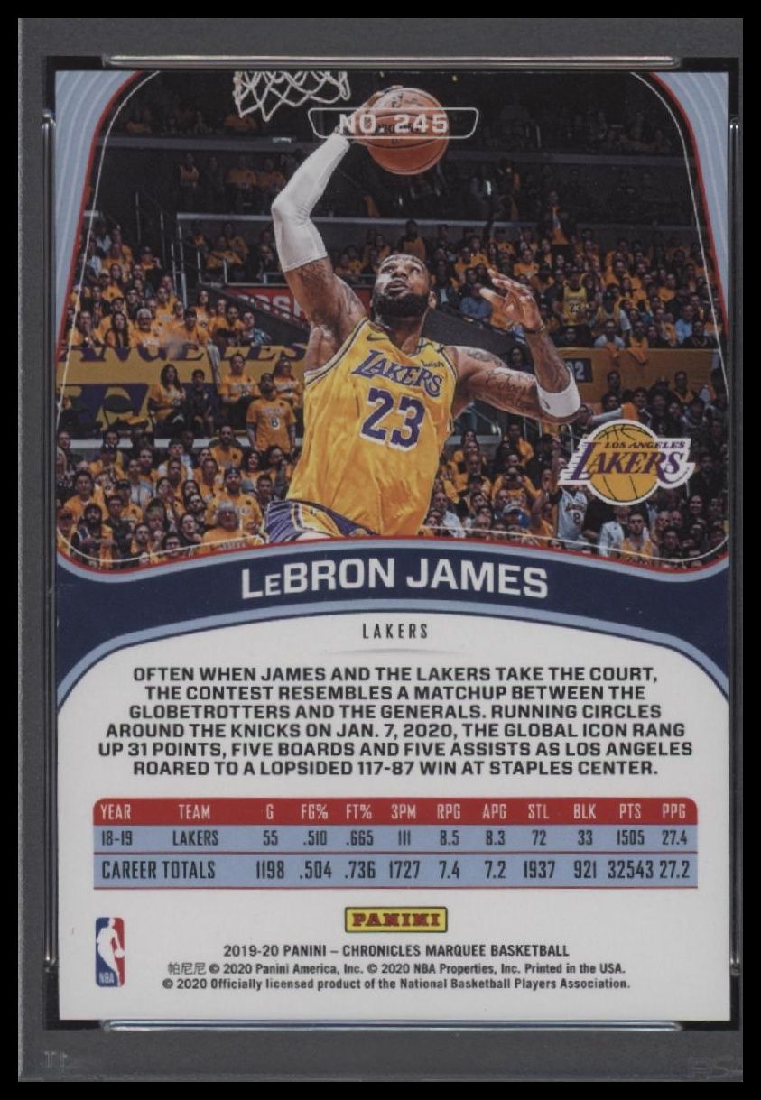 2019 Panini Chronicles #245 Lebron James Purple PSA 10