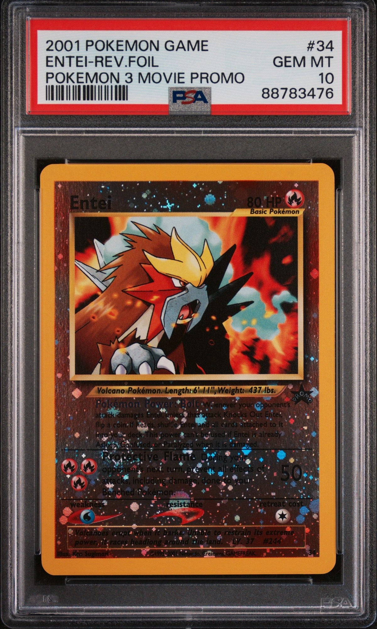 2001 Pokemon Game Movie Entei-Rev.Foil PSA 10 88783476