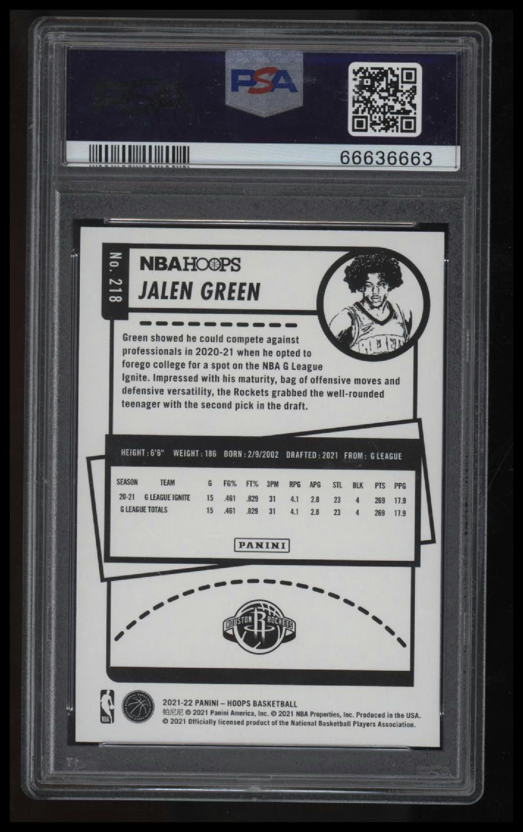 2021 Panini NBA Hoops Jalen Green PSA 10