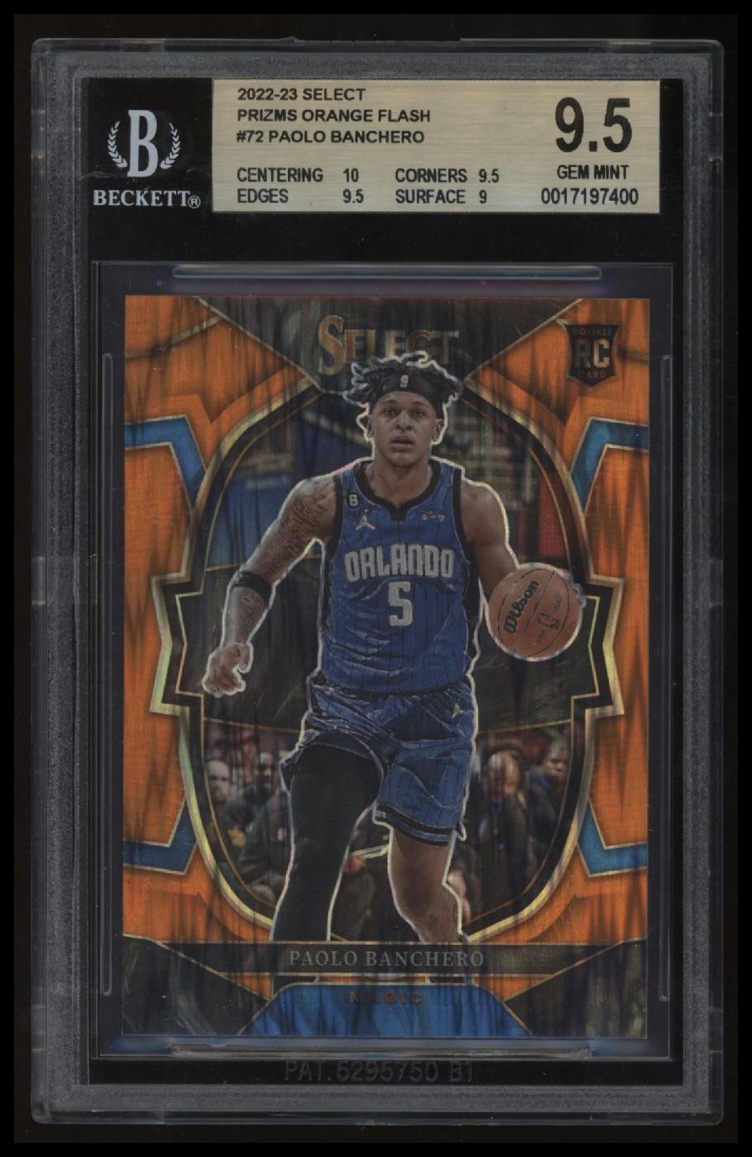 2022-23 Select Prizms Orange Flash Paolo Banchero BGS 9.5