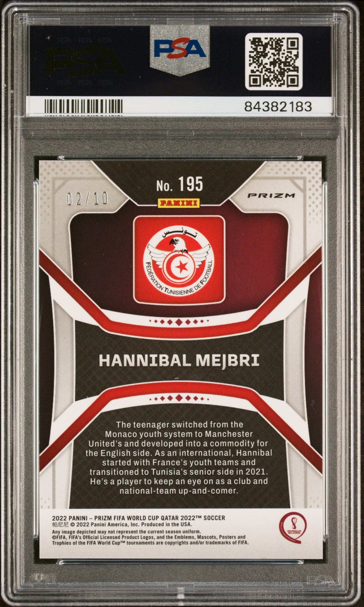 2022 Panini Prizm World Cup Qatar Hannibal Mejbri Gold Breakaway PSA 10