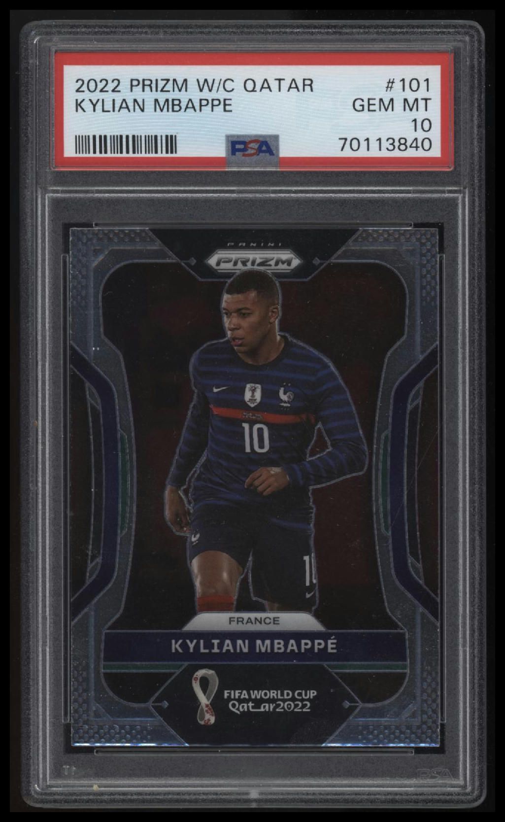 2022 Panini Prizm World Cup Qatar #101 Kylian Mbappe PSA 10