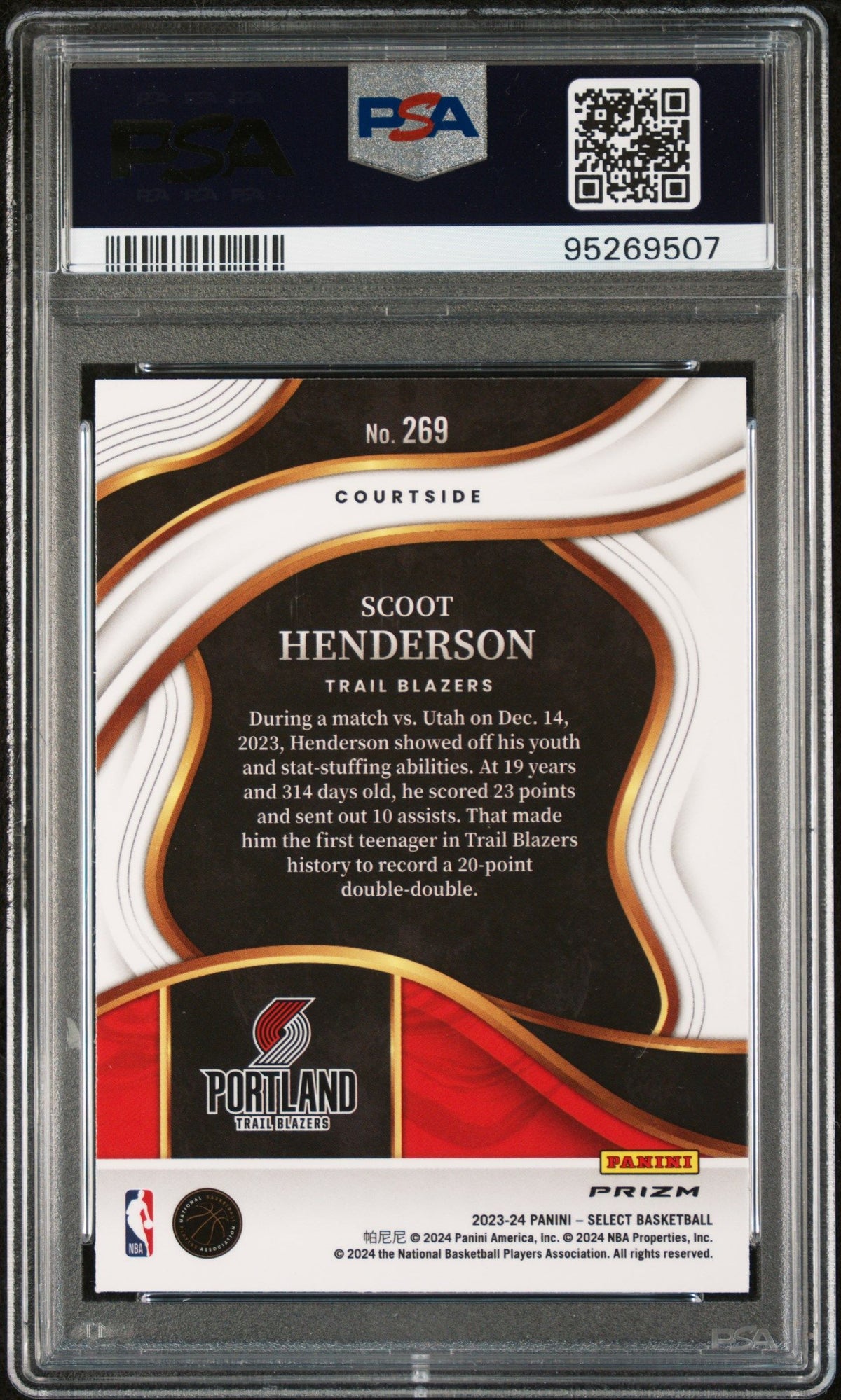 2023 Panini Select Scoot Henderson Blue Prizm PSA 9