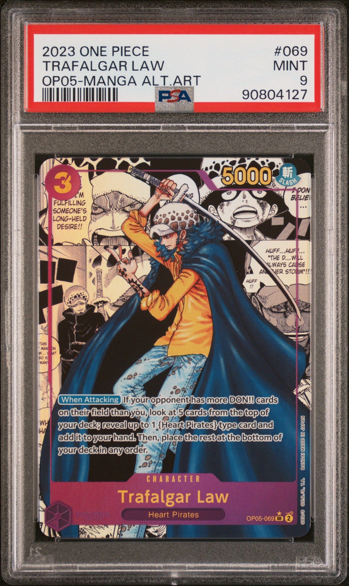 2023 One Piece Awakening Of The New Era Trafalgar Law Op05-Manga Alt.Art PSA 9