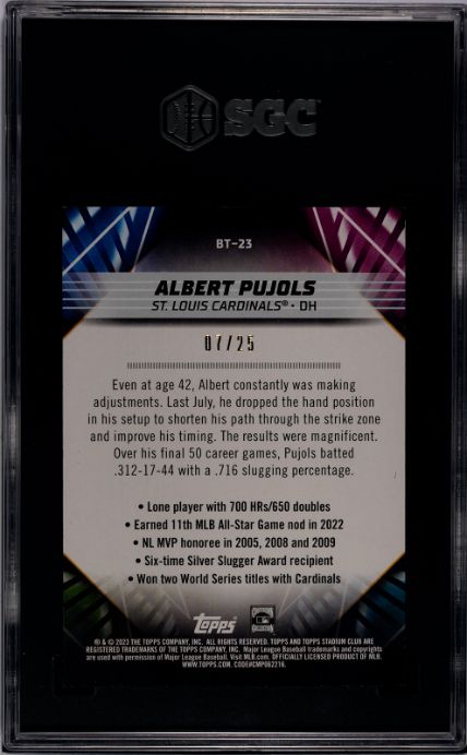 2023 Topps Stadium Club #BT-23 Albert Pujols Beam Team Black Foil SGC 10