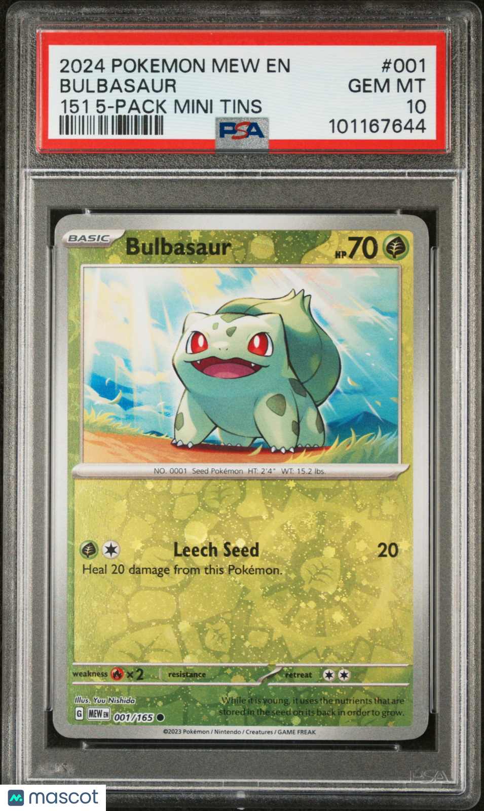 2024 Pokemon Mew En-151 Bulbasaur 151 5-Pack Mini Tins PSA 10