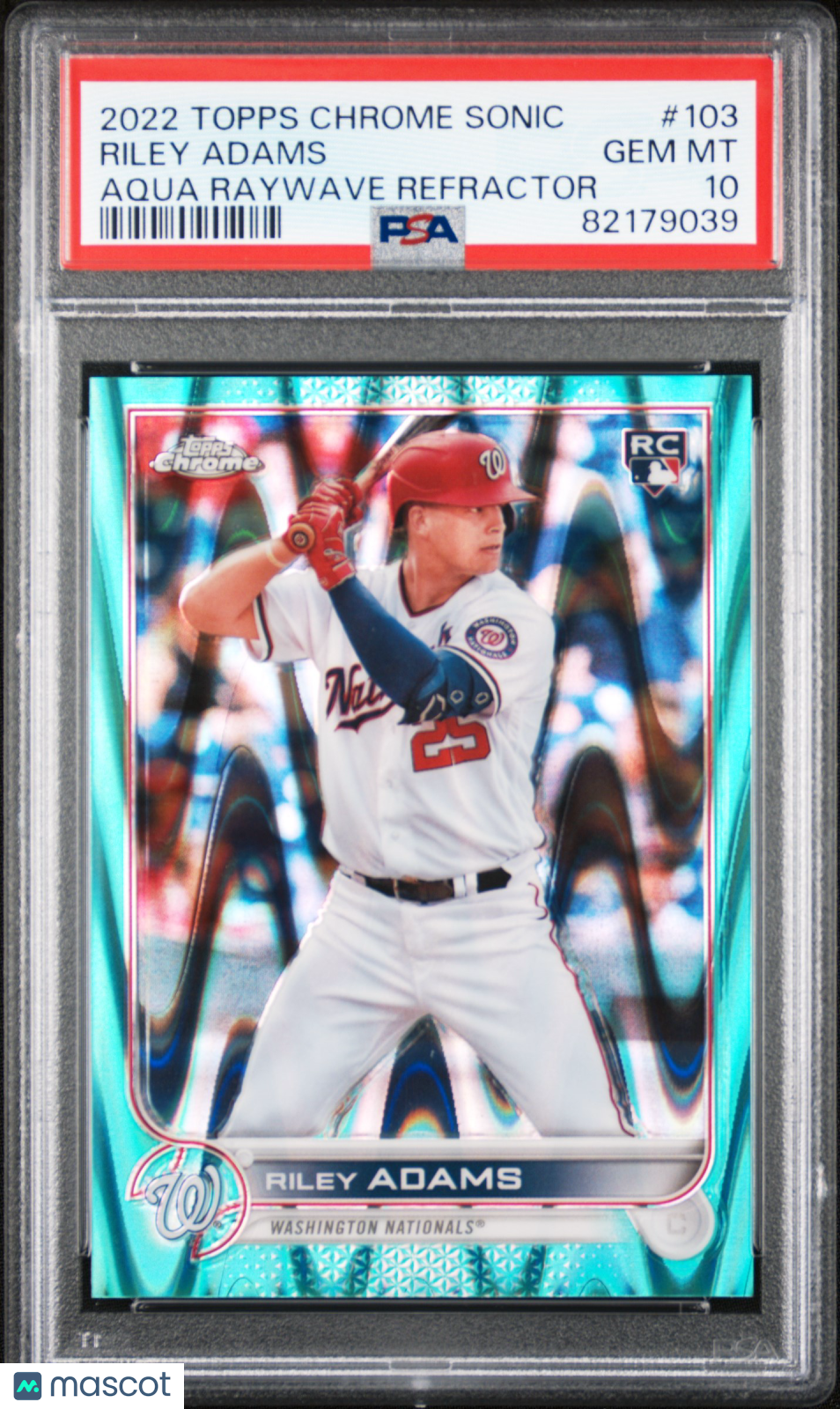 2022 Topps Chrome Sonic Riley Adams Aqua Raywave Refractor PSA 10