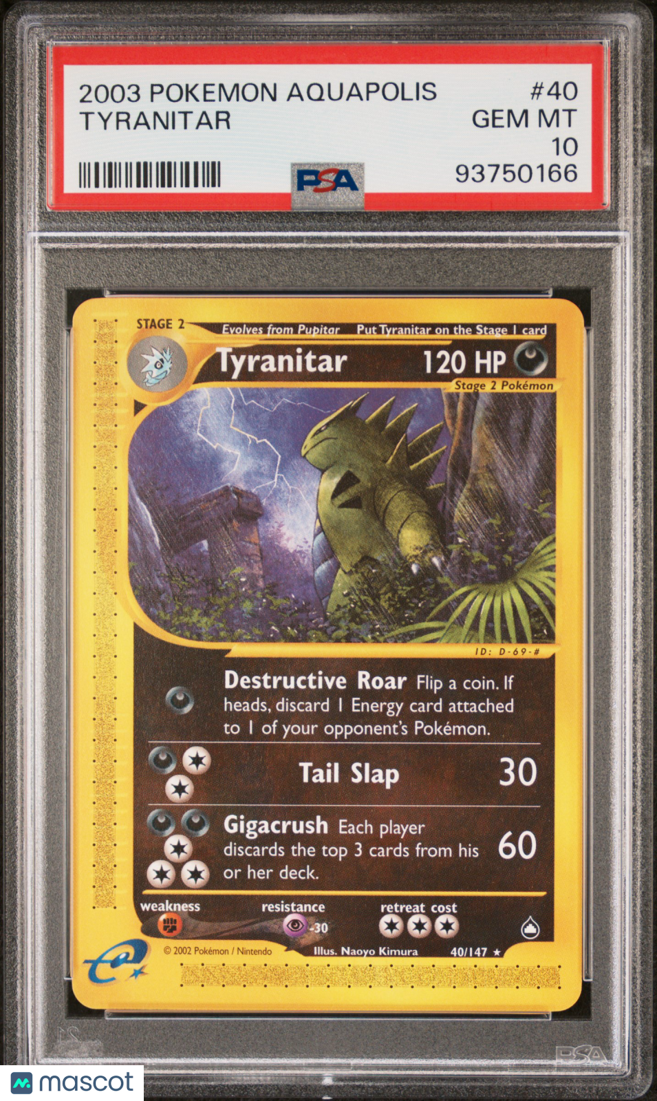 2003 Pokemon Aquapolis Tyranitar PSA 10