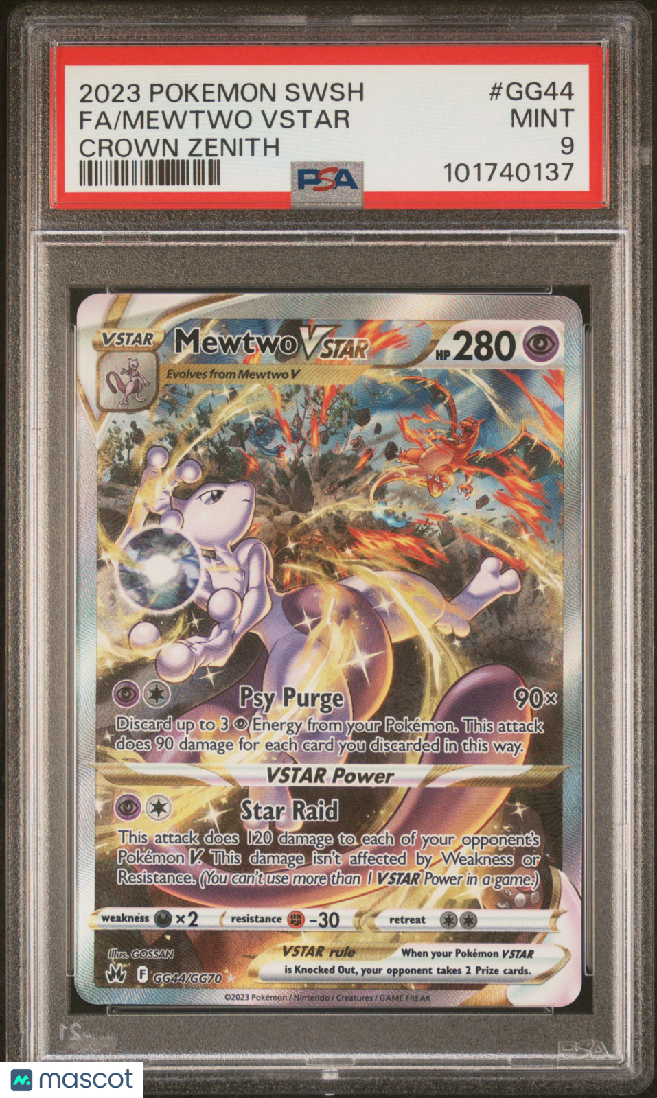 2023 Pokemon Sword And Shield Crown Zenith Fa/Mewtwo Vstar Crown Zenith PSA 9