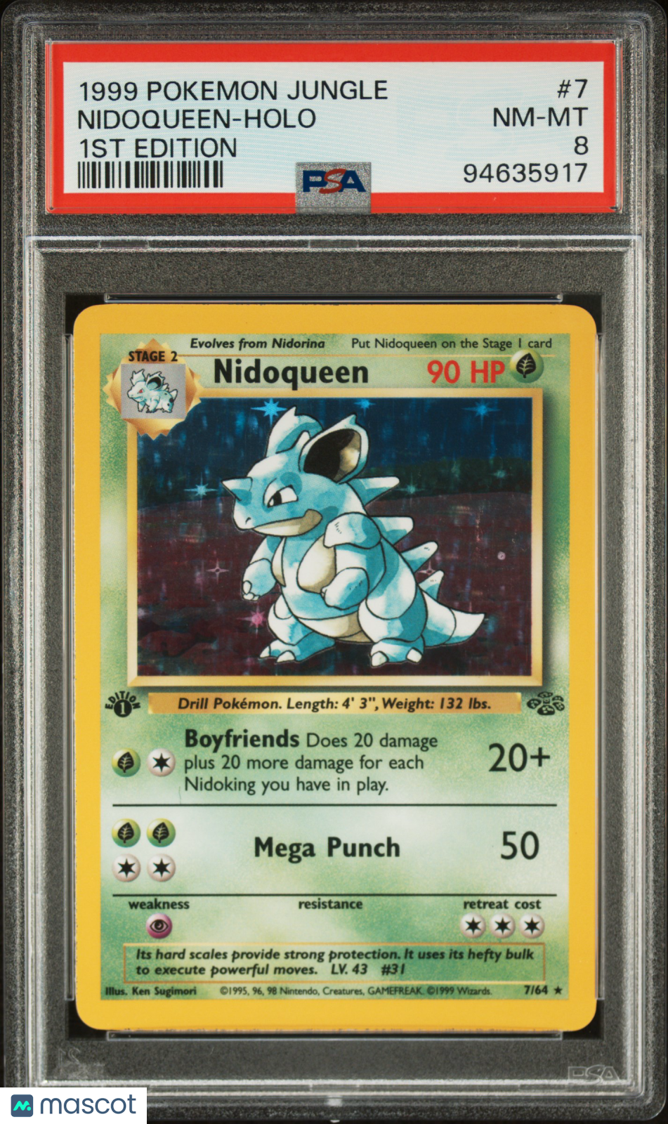 1999 Pokemon Jungle Nidoqueen-Holo 1st Edition PSA 8