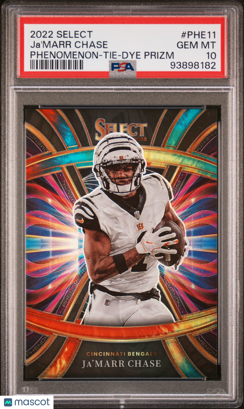 2022 Panini Select Phenomenon Ja&#39;Marr Chase Phenomenon-Tie-Dye Prizm PSA 10