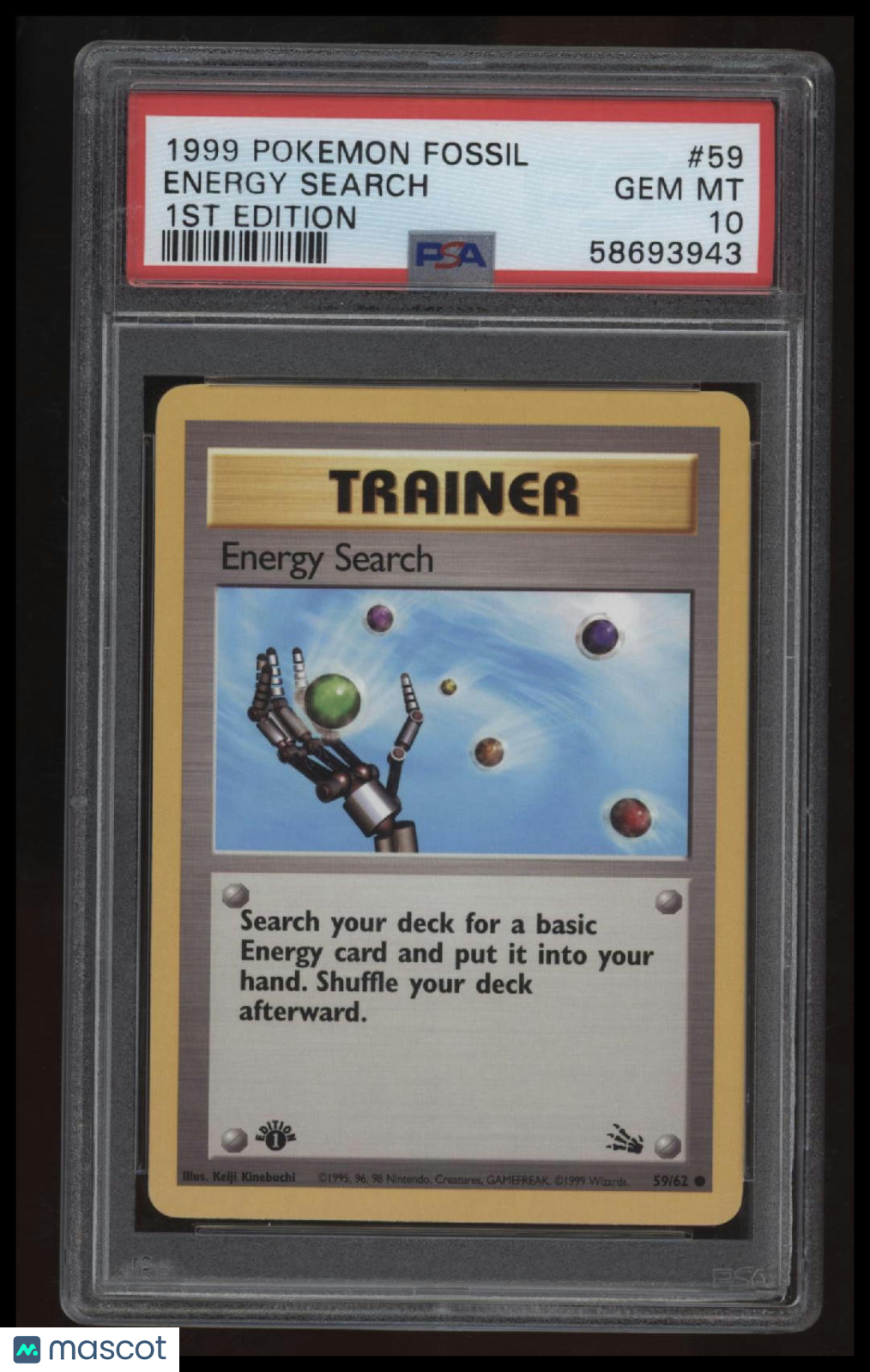 1999 Pokemon Fossil Energy Search 1st Edition PSA 10