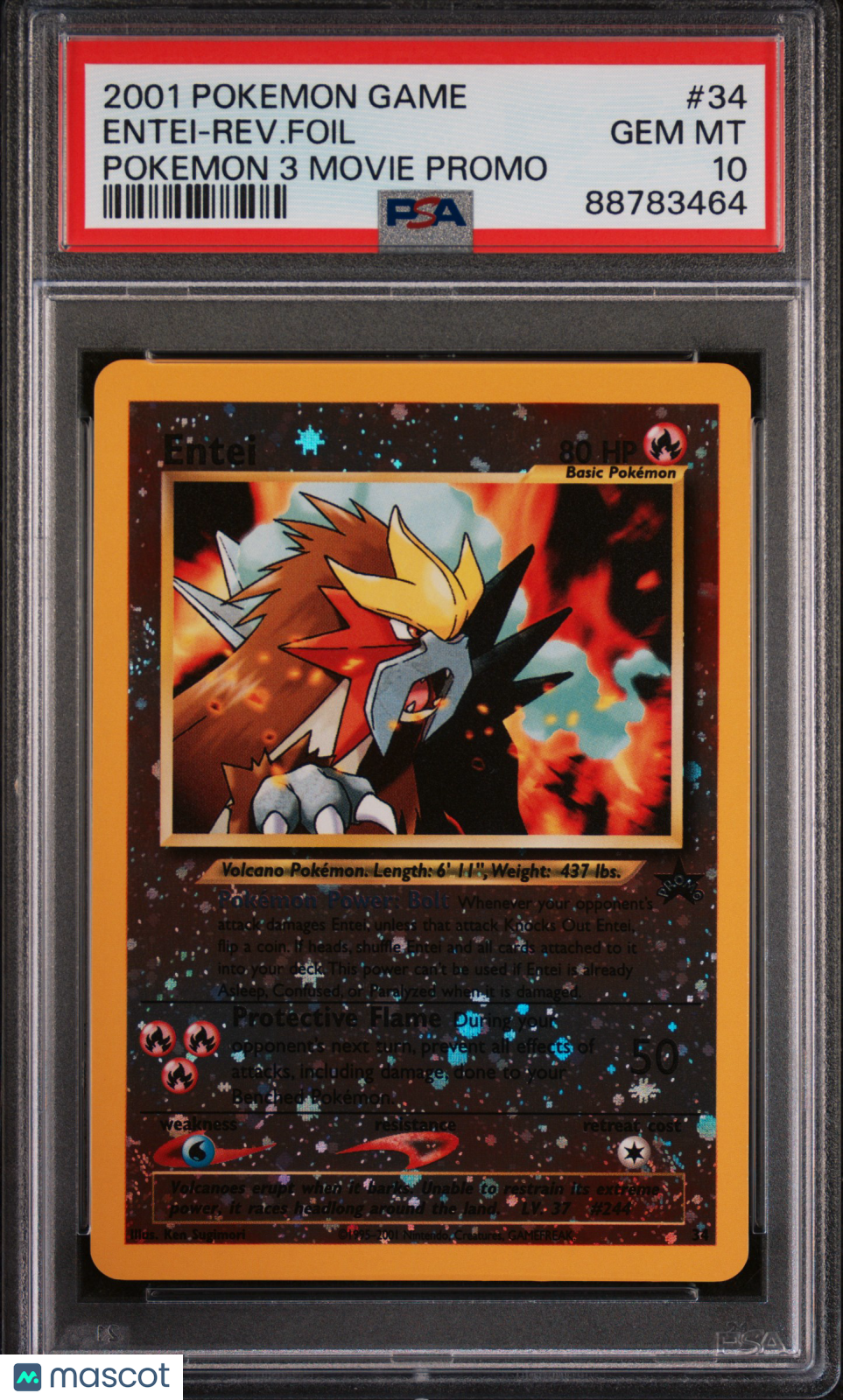 2001 Pokemon Game Movie Entei-Rev.Foil PSA 10 88783464