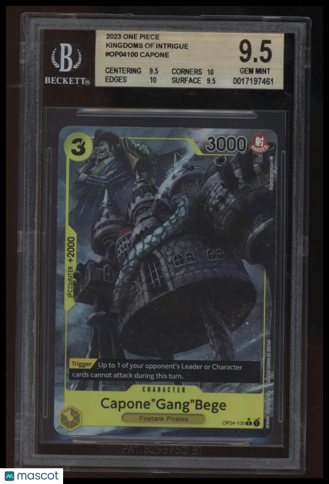 2023 One Piece Kingdoms of Intrigue Capone &quot;Gang&quot; Bege ALT ART R BGS 9.5