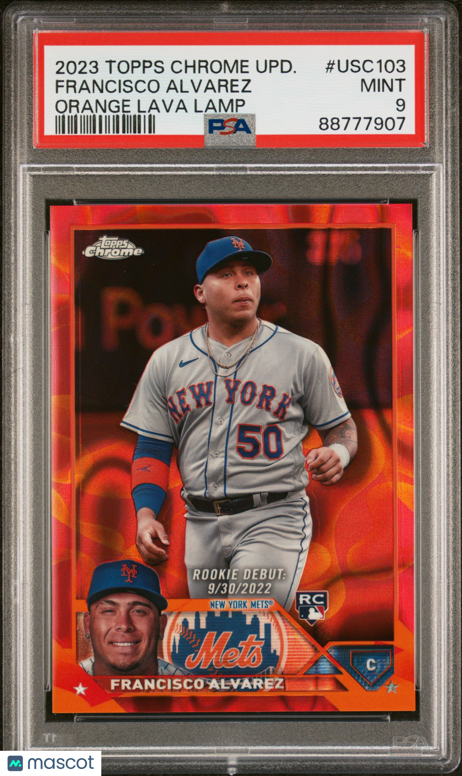 2023 Topps Chrome Update Francisco Alvarez Red/Orange Lava Lamp Ref PSA 9