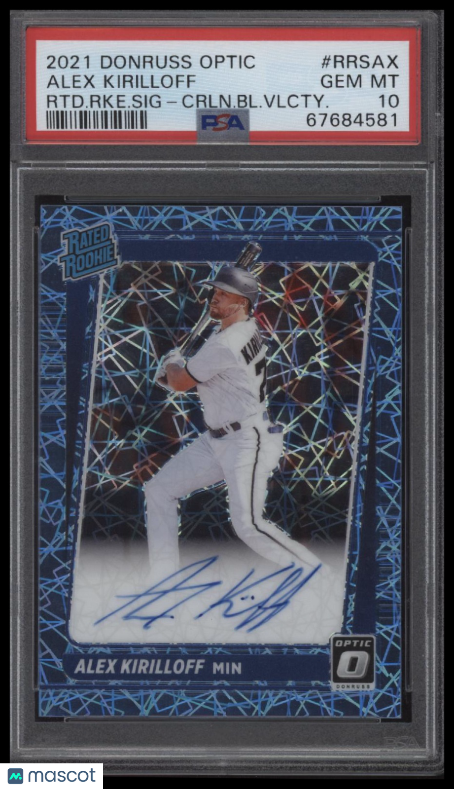 2021 Panini Donruss Optic Signatures #RRSAX Alex Kirilloff Blue Velocity PSA 10