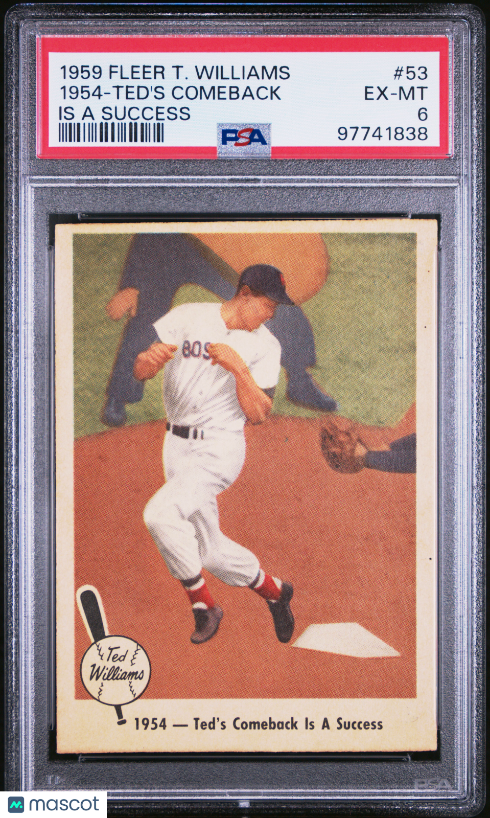 1959 Fleer Ted Williams 1954-Ted&#39;S Comeback Is A Success PSA 6