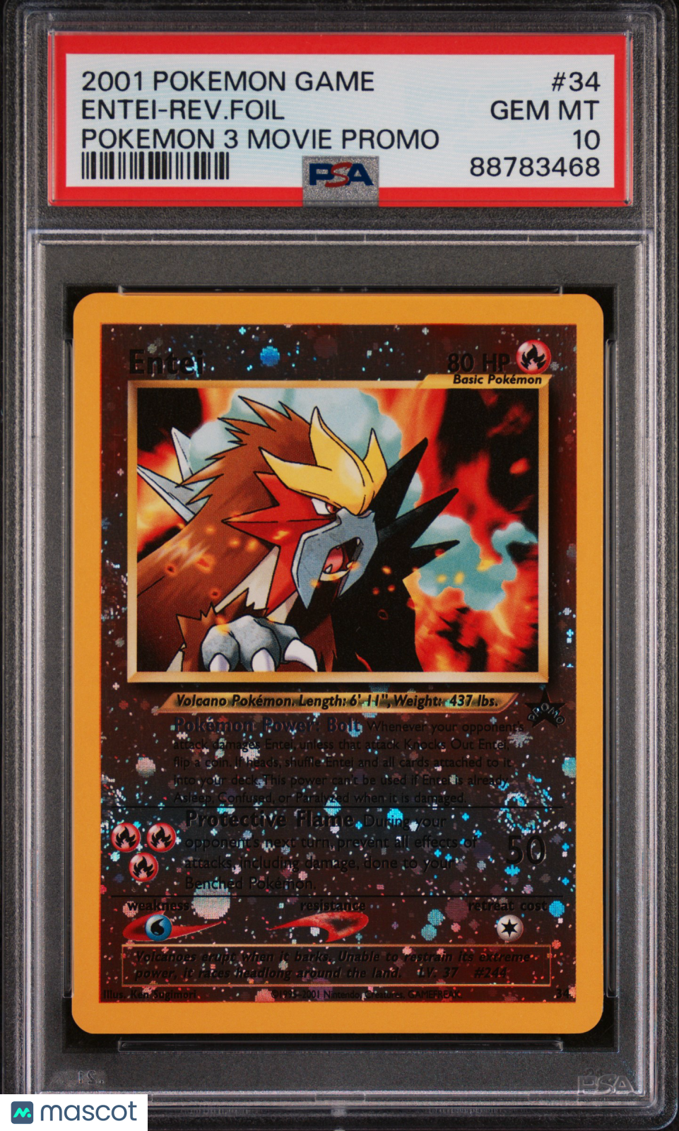 2001 Pokemon Game Movie Entei-Rev.Foil PSA 10 88783468