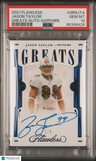 2021 Panini Flawless Greats Autographs Jason Taylor Greats Auto-Sapphire PSA 10