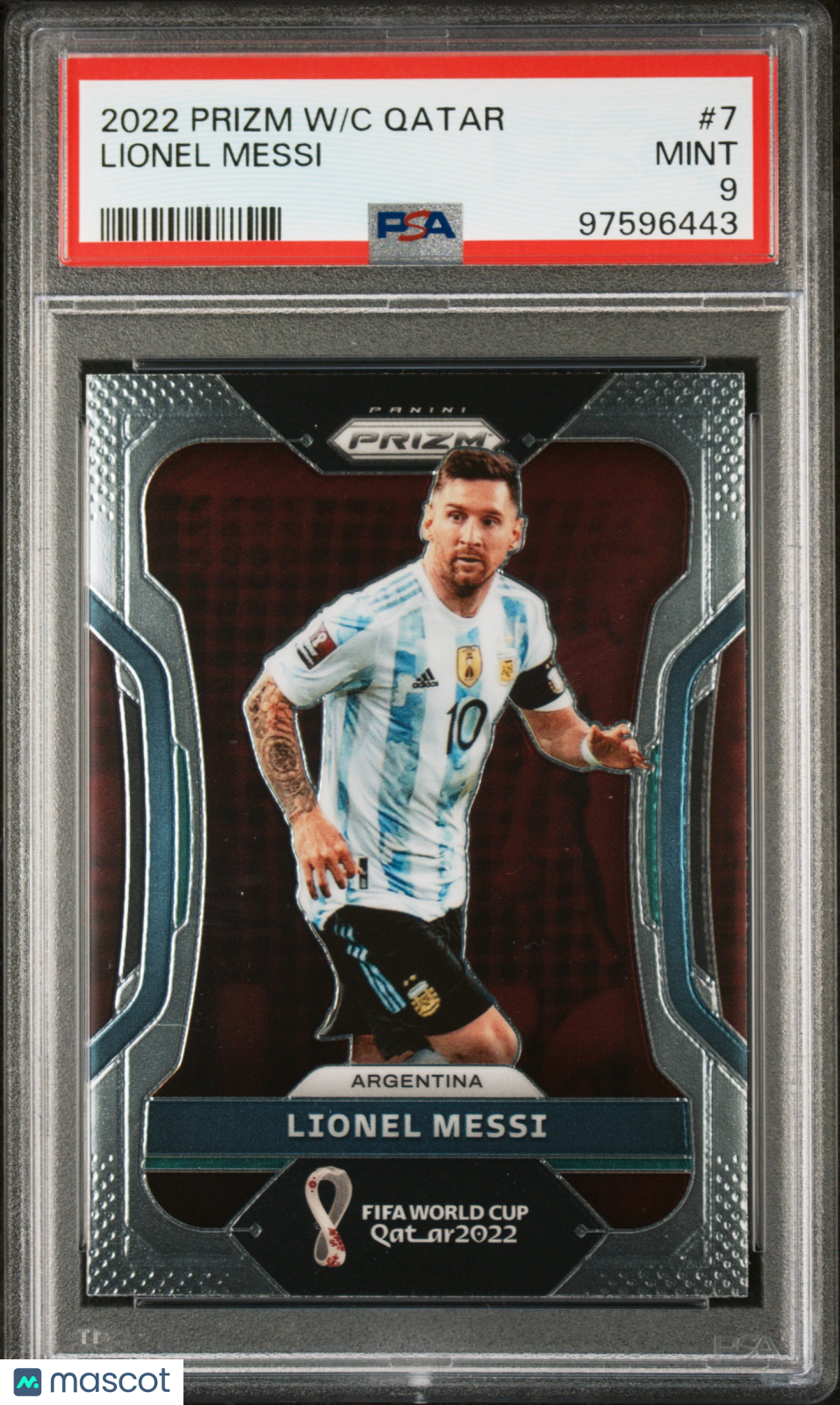 2022 Panini Prizm World Cup Qatar Lionel Messi PSA 9