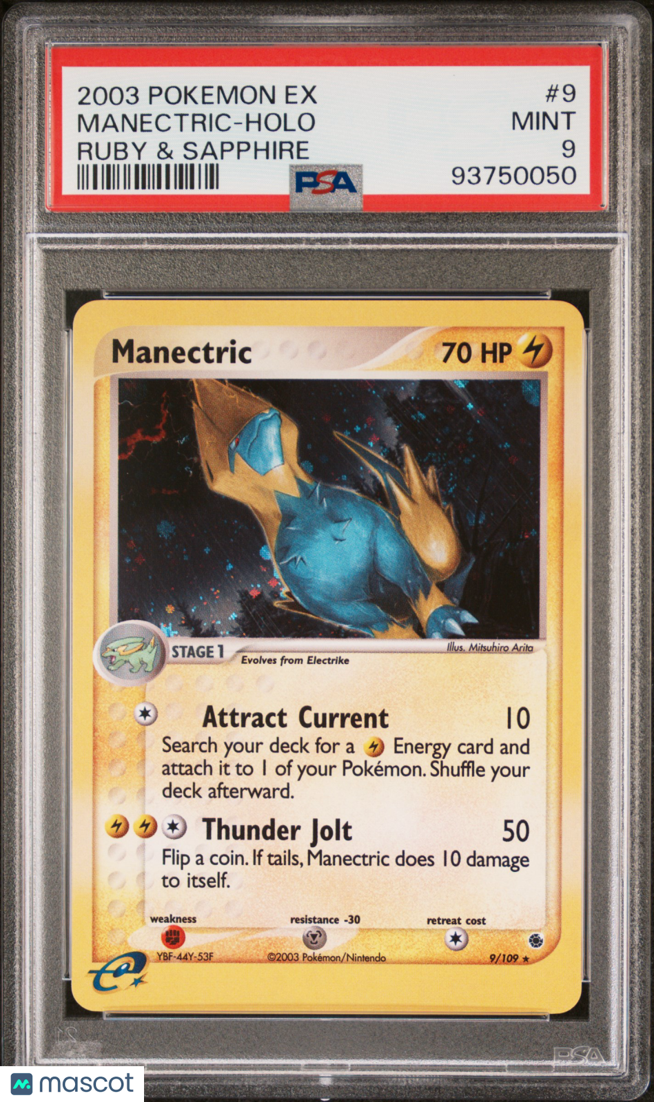 2003 Pokemon Ex Ruby &amp; Sapphire Manectric-Holo Ruby &amp; Sapphire PSA 9