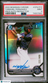 2022 Bowman Chrome #CPAYFZ Yanquiel Fernandez Pros.Auto-Refractor PSA 9