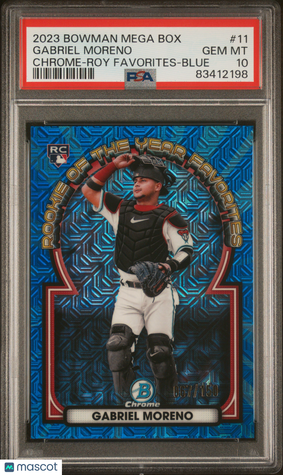 2023 Bowman Mega Box Gabriel Moreno Chrome-Roy Favorites-Blue PSA 10