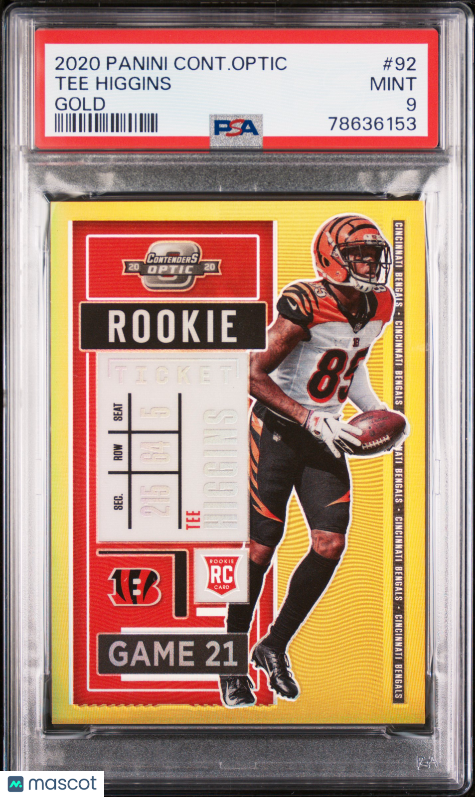 2020 Panini Contenders Optic Tee Higgins Gold PSA 9