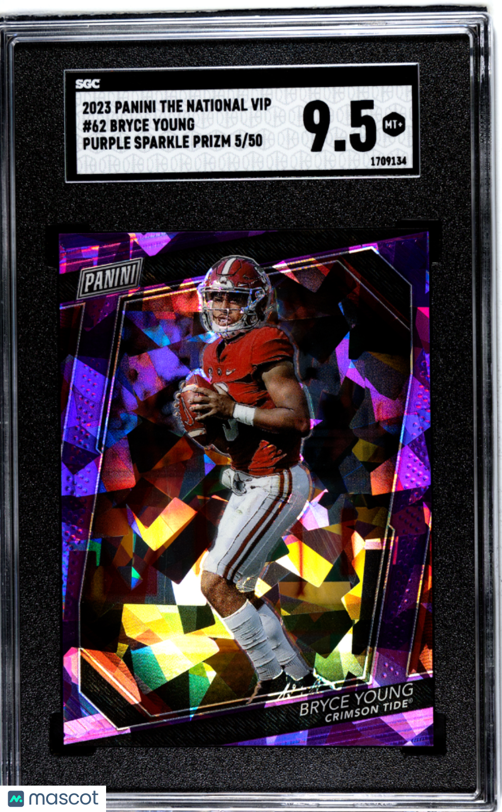 2023 Panini The National Vip #62 Bryce Young Purple Sparkle Prizm SGC 9.5