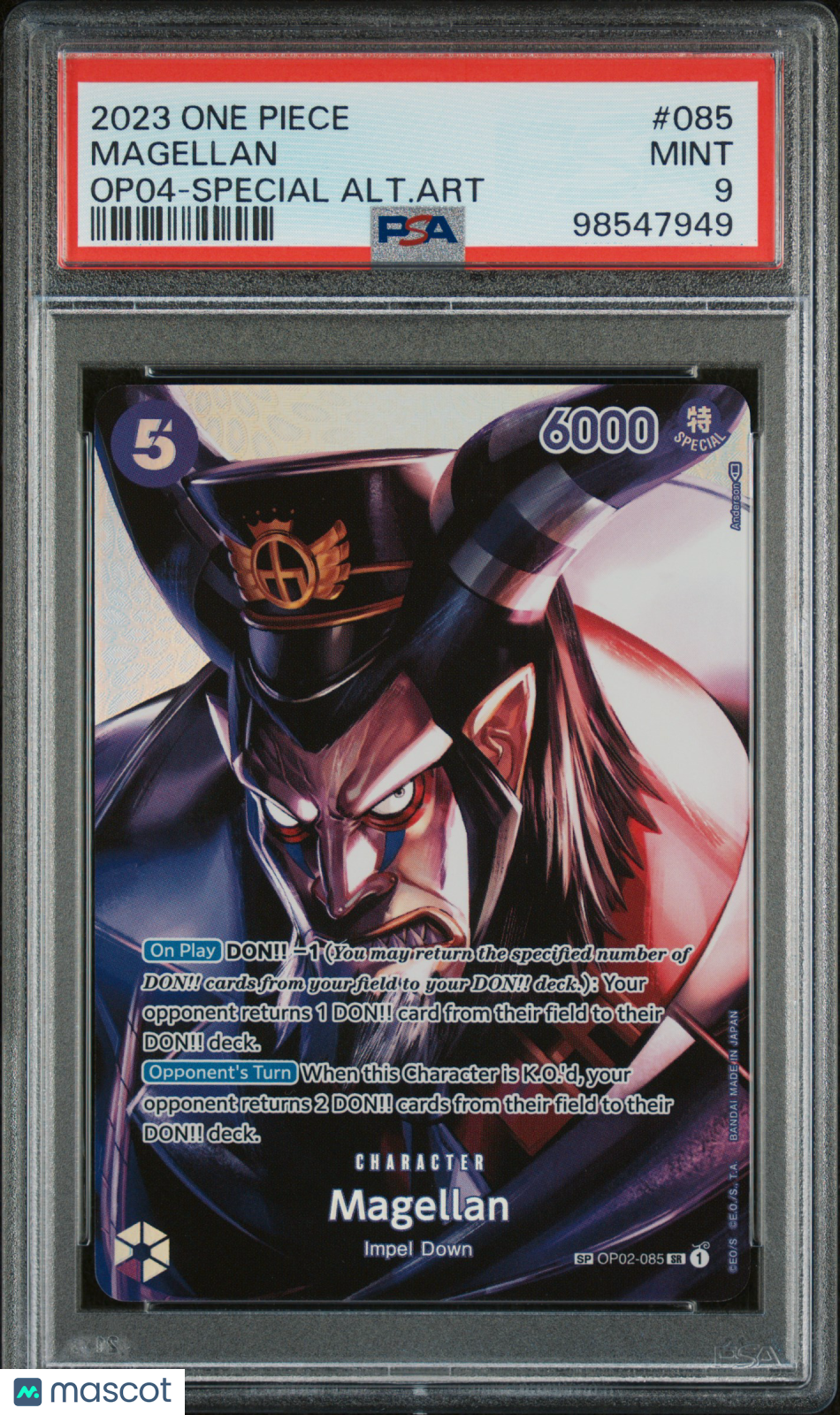 2023 One Piece Kingdoms Of Intrigue Magellan Op04-Special Alt.Art PSA 9