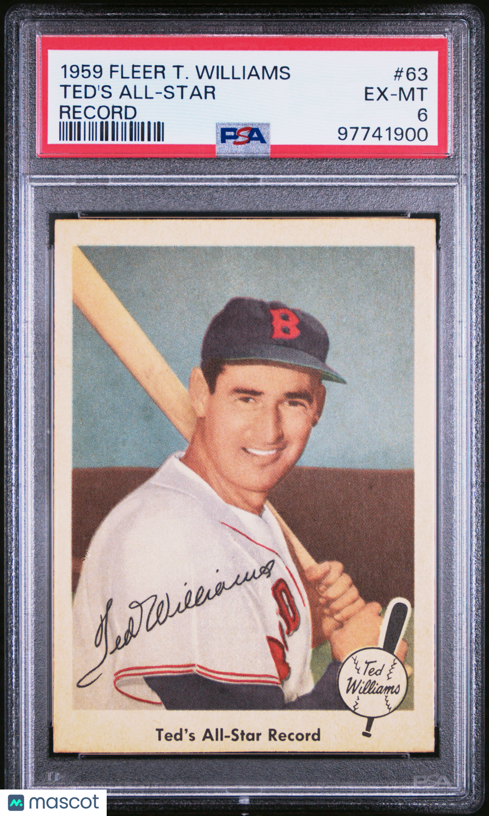 1959 Fleer Ted Williams Ted&#39;S All-Star Record PSA 6