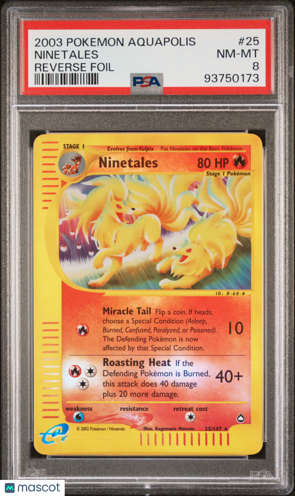 2003 Pokemon Aquapolis Ninetales Reverse Foil PSA 8